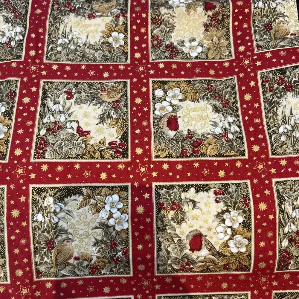 Spirit of Christmas Birds Florals Cotton Quilting Fabric 3